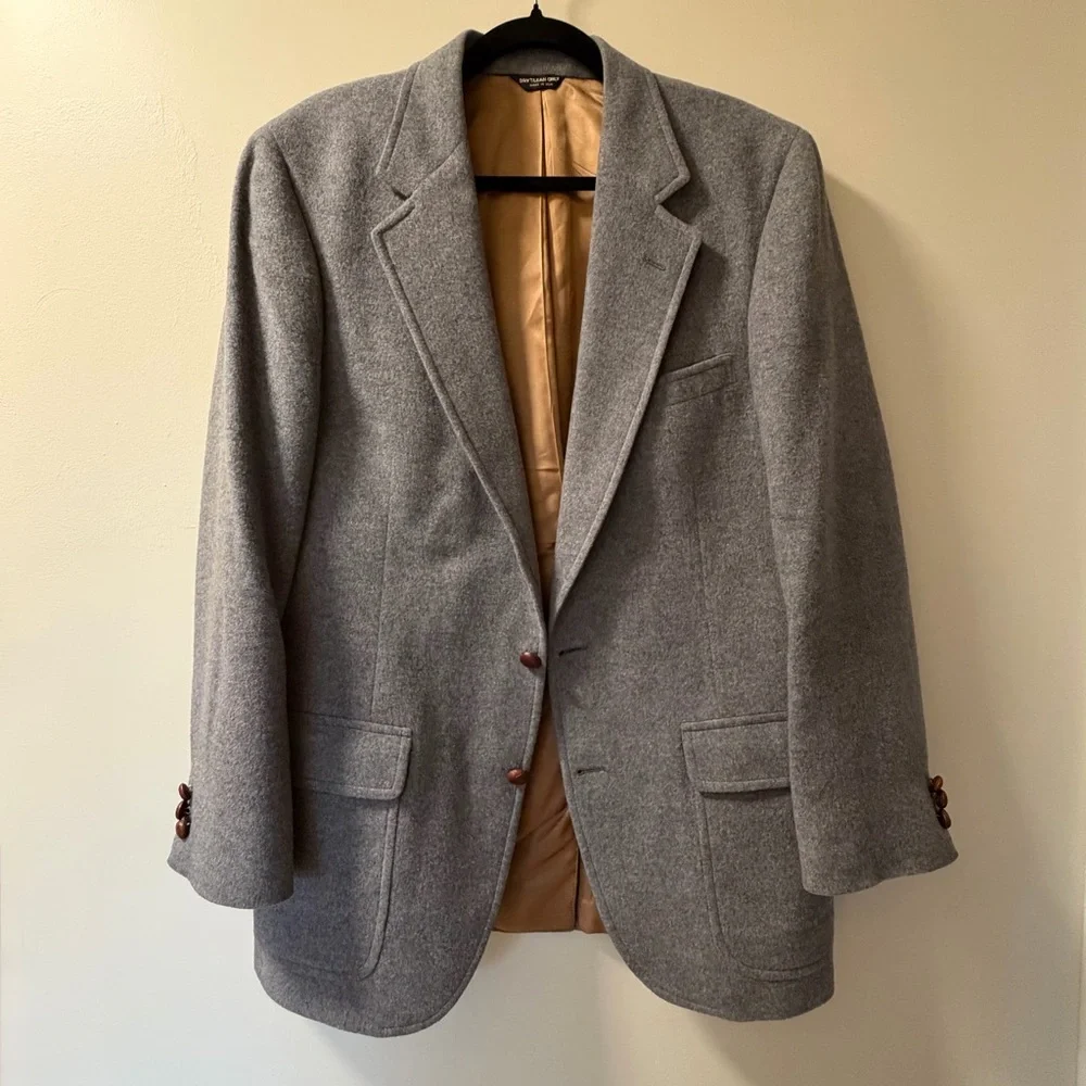 Vintage Wallachs Men's 100%‎ Camel Hair Gray Notch Lapel Wool Blazer